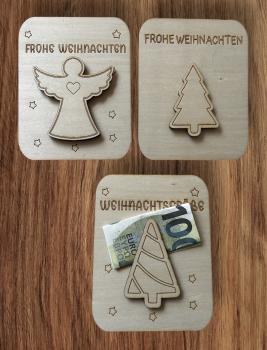 Geldgeschenk Weihnachten - verschiedene Motive