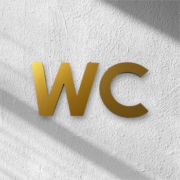 Buchstaben "WC" zum ankleben aus Aluminium
