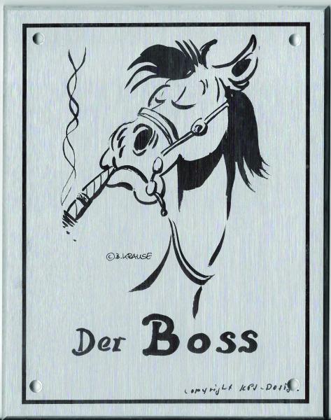 Stallplakette "Der Boss" aus massivem Aluminium