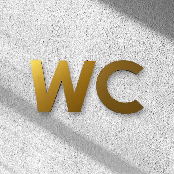 Buchstaben "WC" zum ankleben aus Aluminium