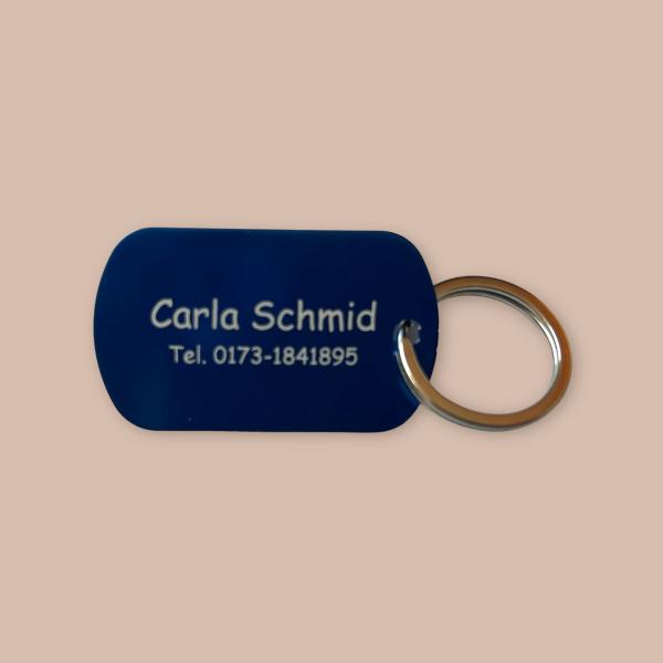 Hundeanhänger / Schlüsselanhänger aus Aluminium rechteckig